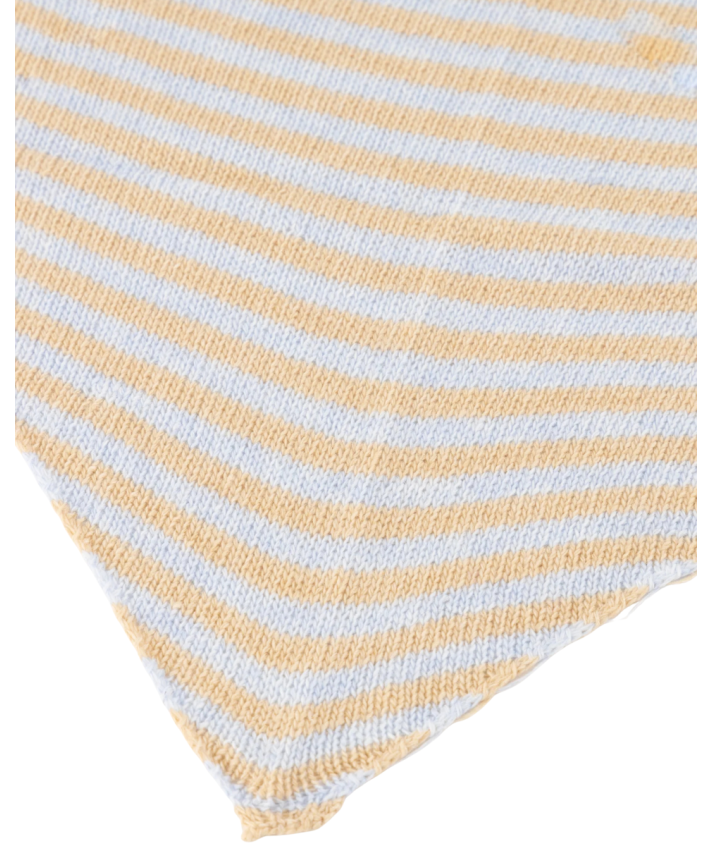 Kasjmier-mix driehoek sjaaltje met strepen in beige met lichtblauw