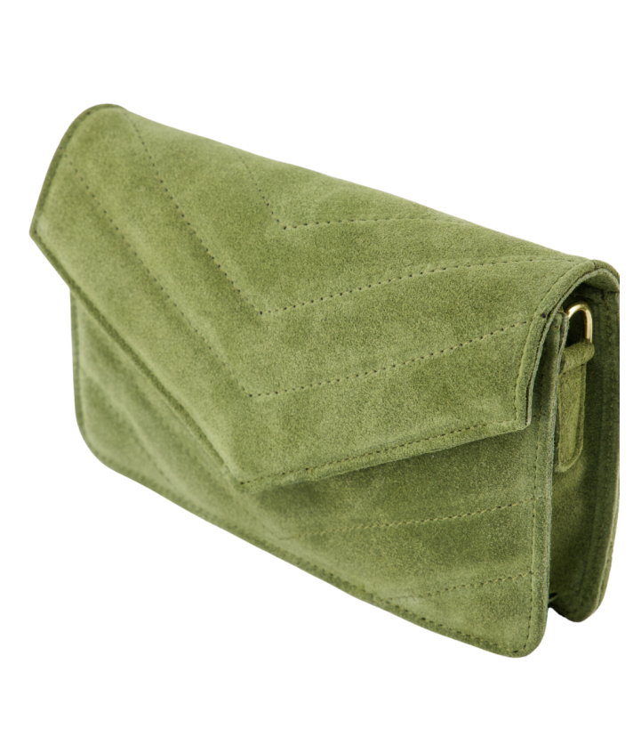 Louise suède clutch/crossbody tas - groen