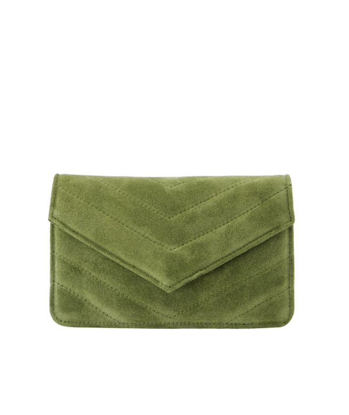 Louise suède clutch/crossbody tas - groen