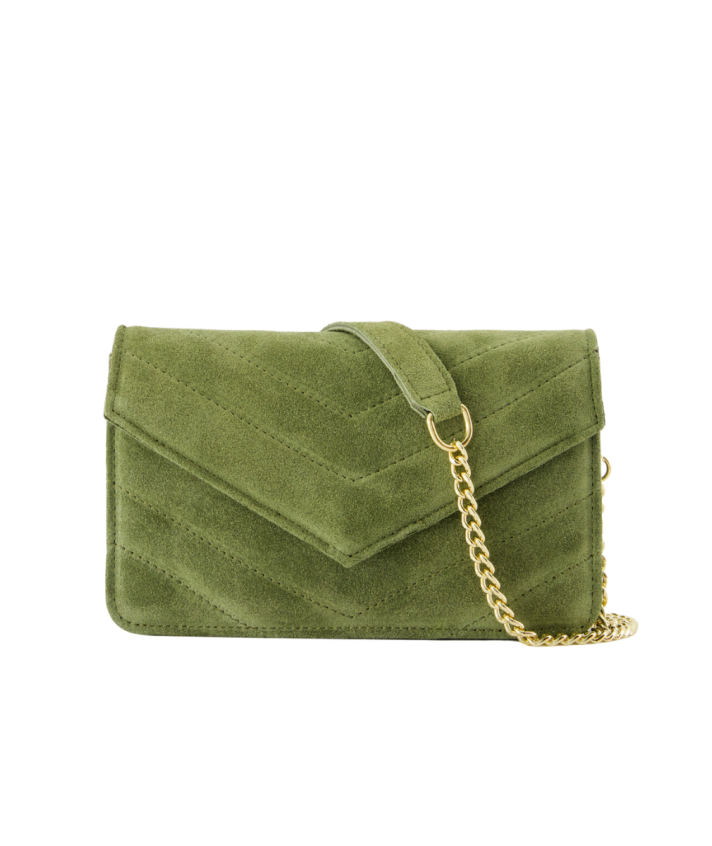Louise suède clutch/crossbody tas - groen