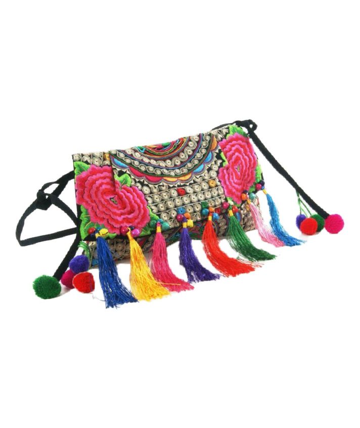 Cross body tasje geborduurd in folkore stijl