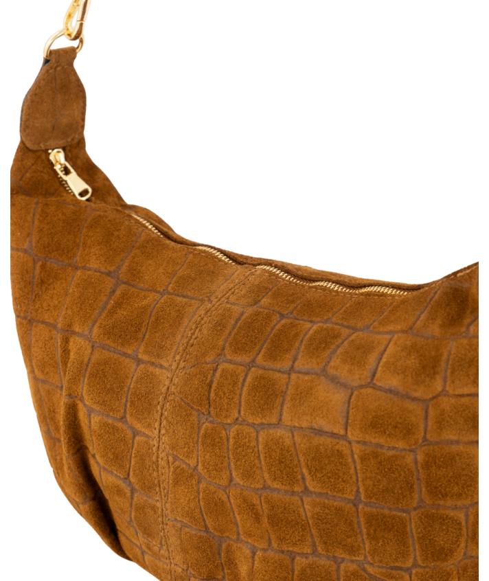 Savanna croco suède tas in cognac