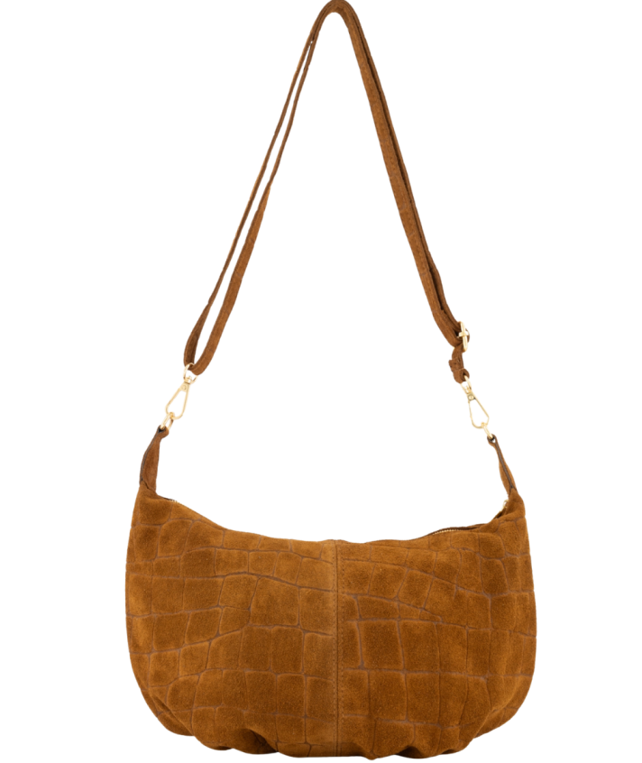 Savanna croco suède tas in cognac