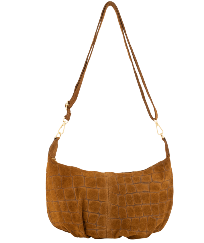 Savanna croco suède tas in cognac
