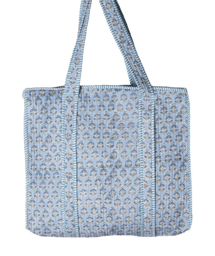Gewatteerde shopper in lichtblauw