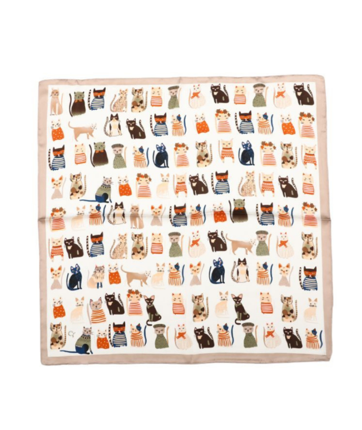 Vierkant sjaaltje met kattenprint