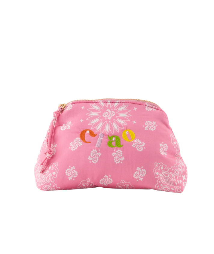 Senna make up tas met bandana print in roze