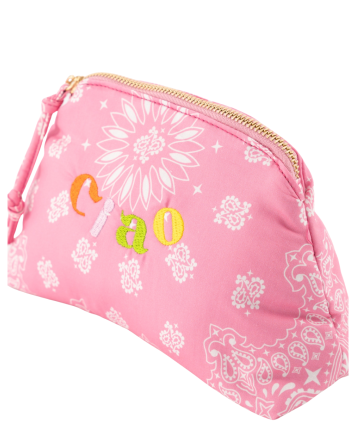 Senna make up tas met bandana print in roze