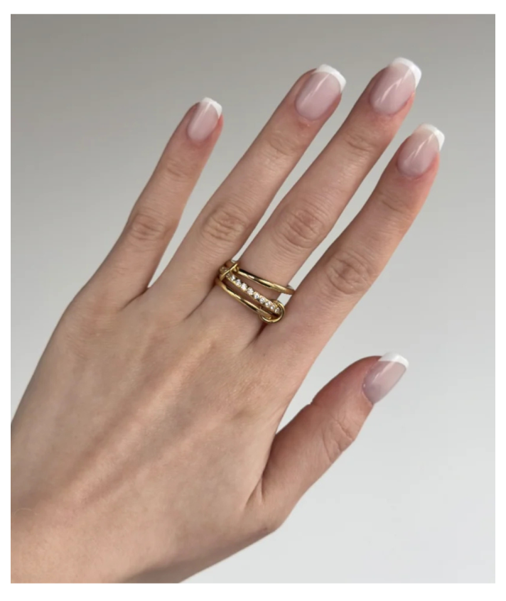 Triple ring met strass-maat 18