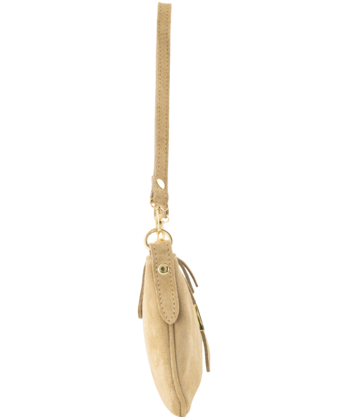 Nola suède schoudertas in beige