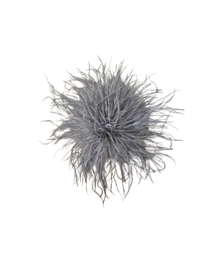 Veren broche / corsage in donkergrijs
