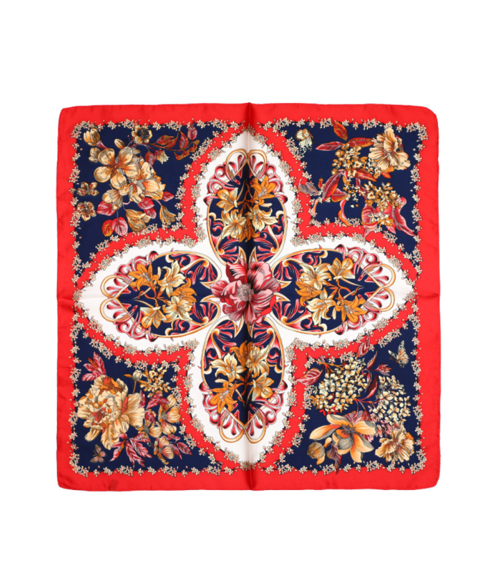 Vierkant satijn sjaaltje met floral print