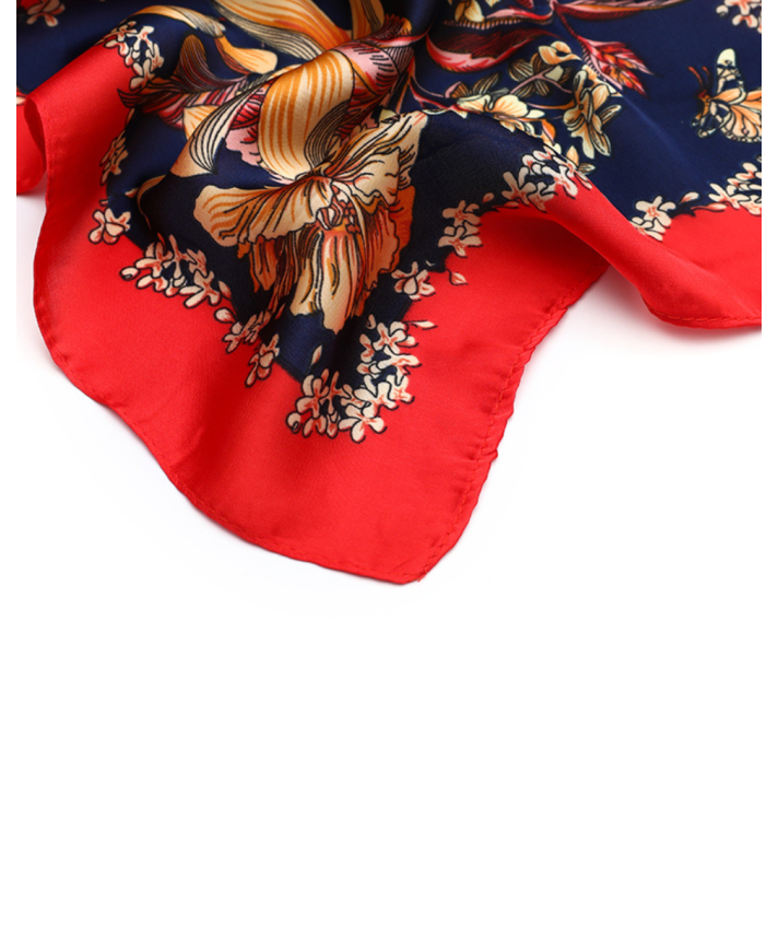 Vierkant satijn sjaaltje met floral print