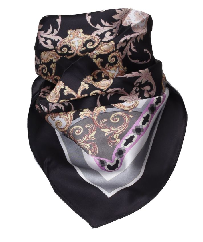 Vierkante zijde-blend sjaal met ornament print