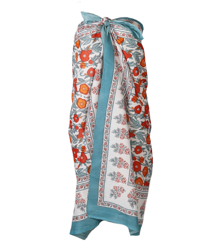 Romée sarong met klaprozenprint