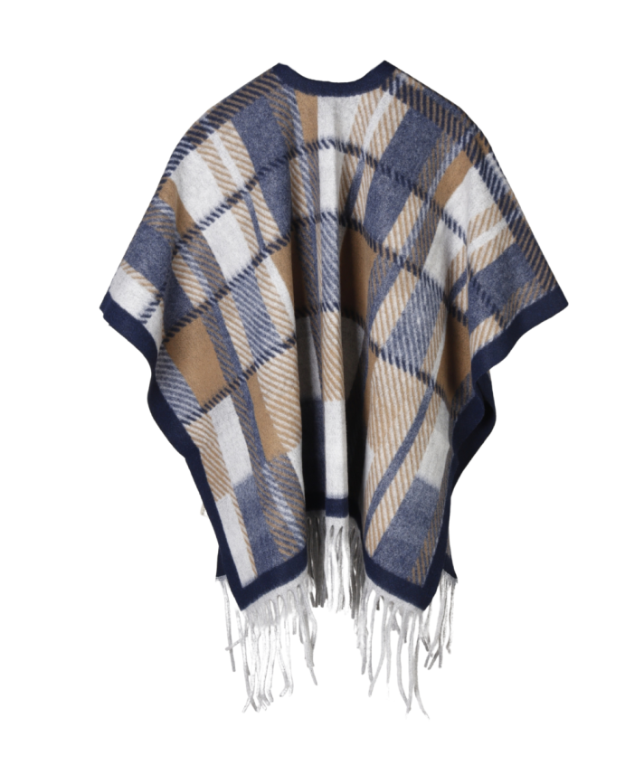 Ruiten omslagdoek/cape met franjes