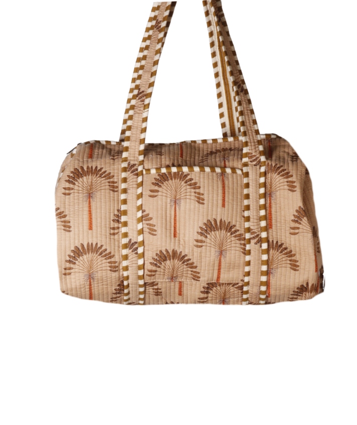 Gewatteerde weekend tas in camel