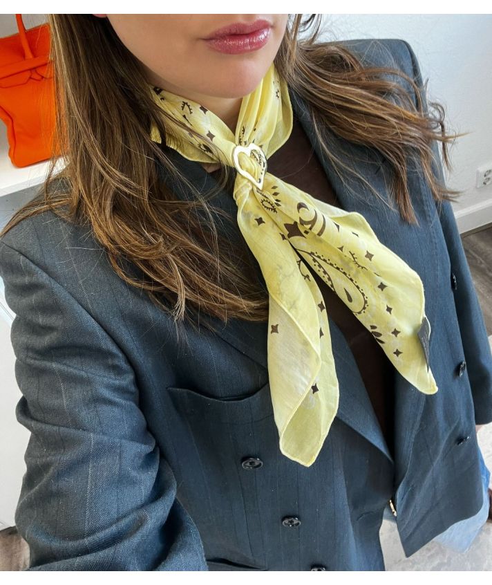 Zijde-blend bandana sjaal in botergeel