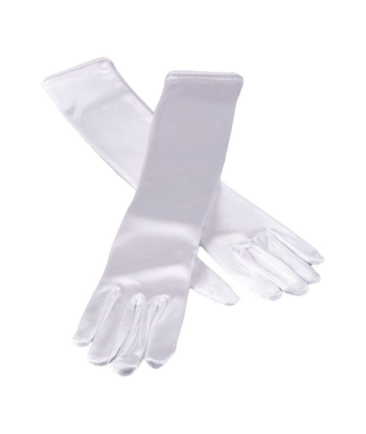 Witte satijnen avondhandschoenen met stretch