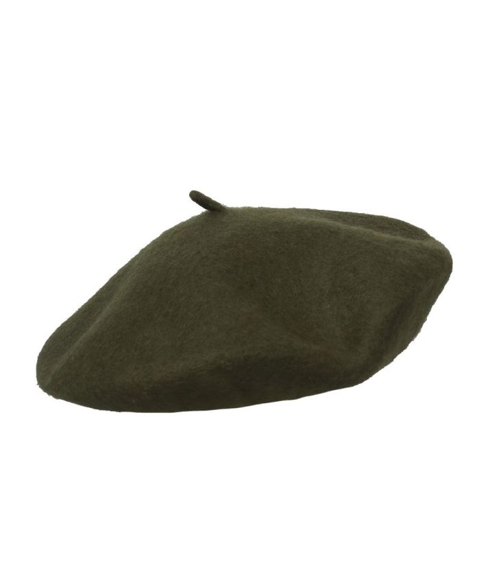 Wollen baret in olijfgroen