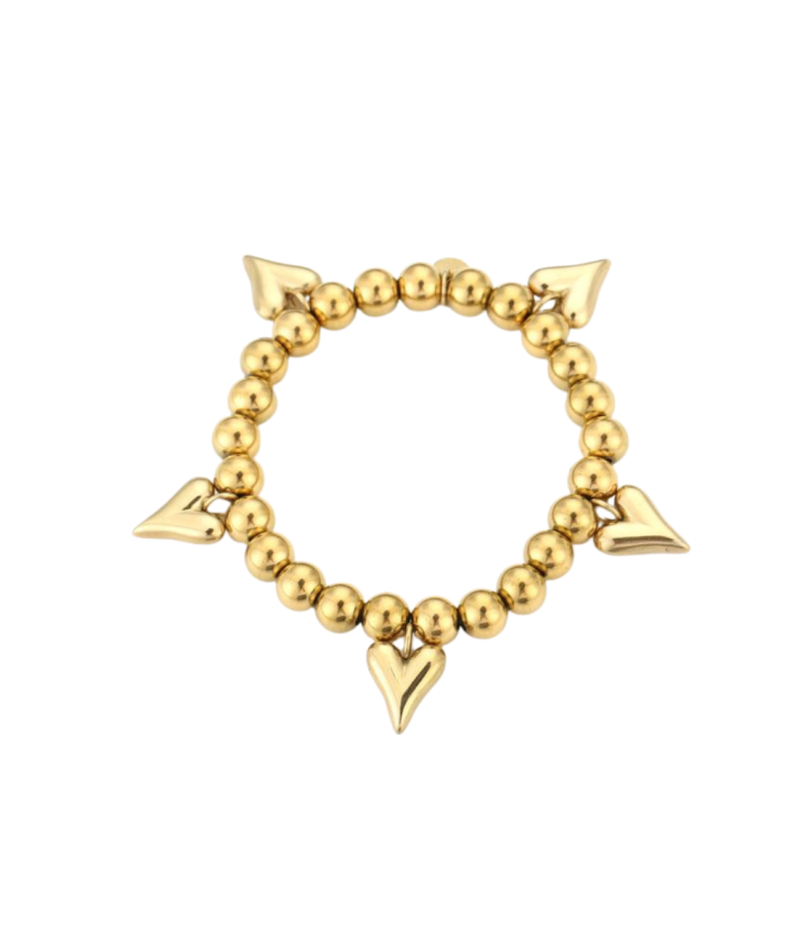 Vergulde kralen armband met hartjes