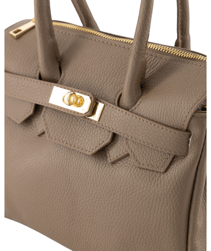 Yara lederen handtas in truffel