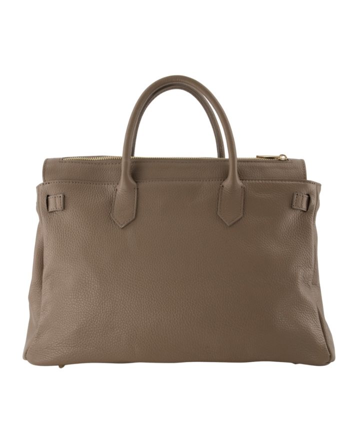Yara large lederen handtas in truffel