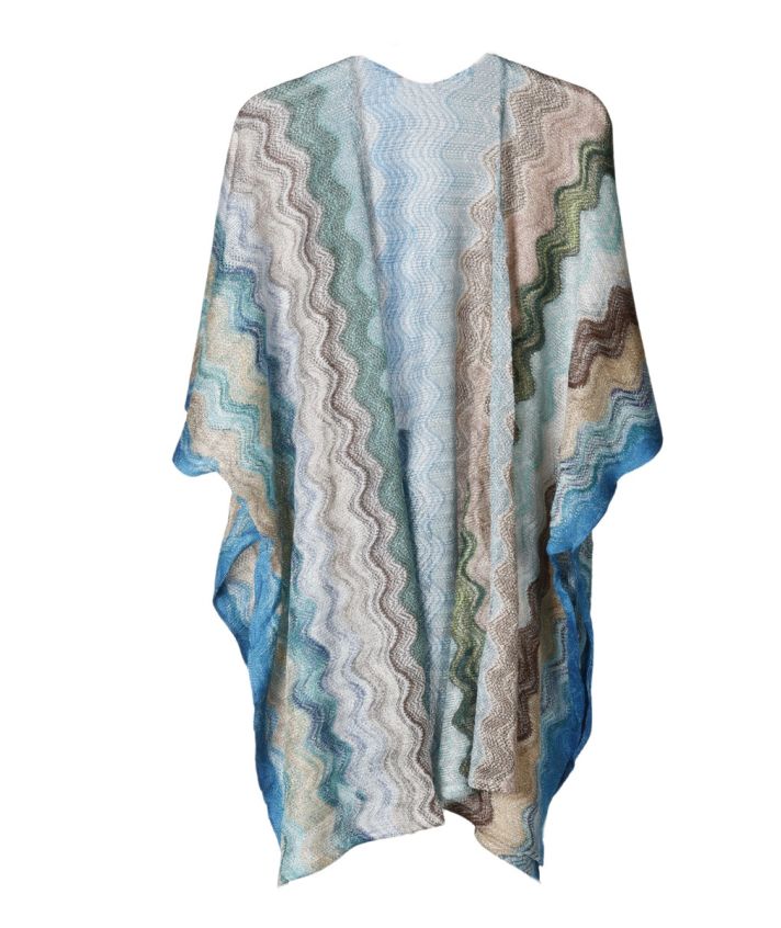 Korte kimono met zigzag patroon in groen