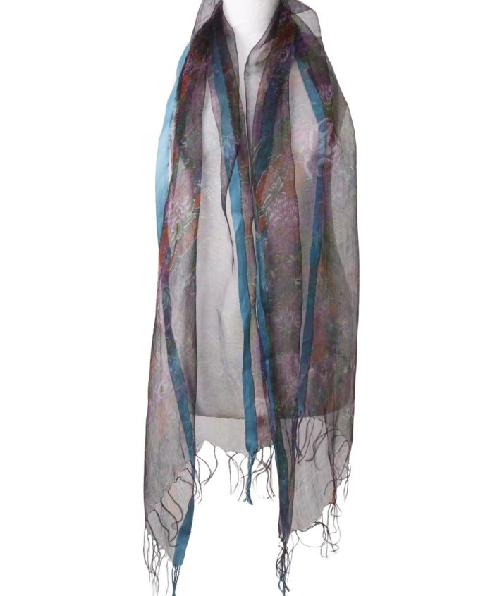 Organza zijden stola met sierlijke bloemenprint