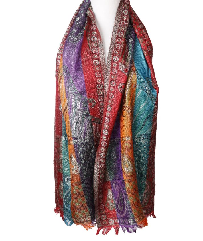 Kleurrijke zijden pashmina sjaal