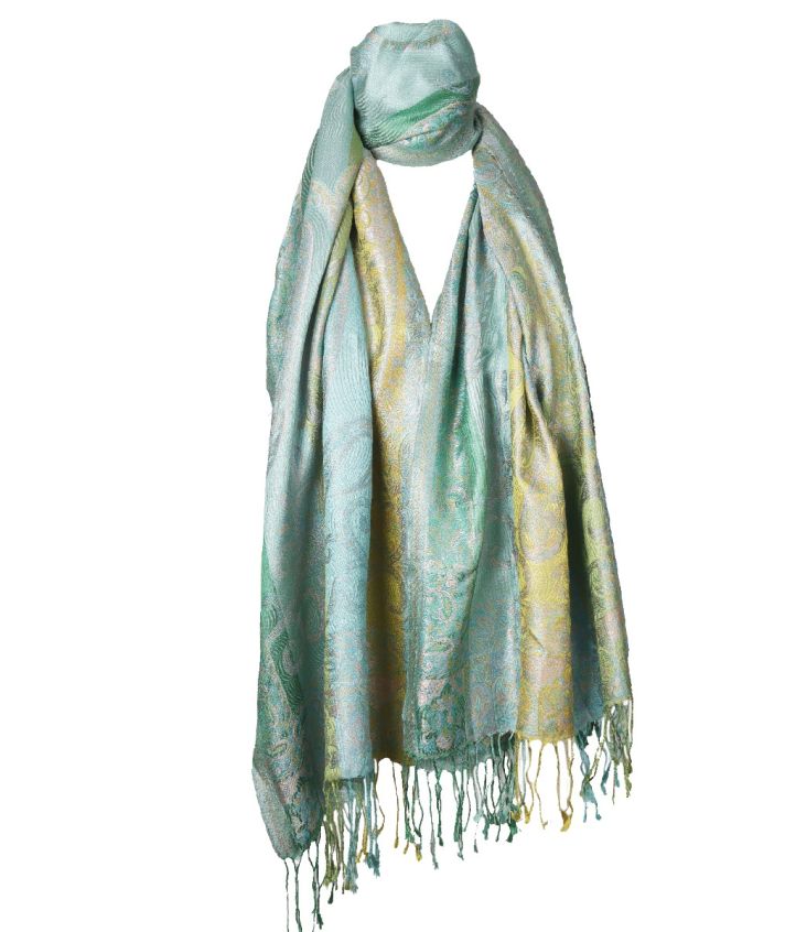 Zijden pashmina in zachte groen tinten