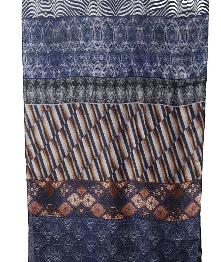 Zijden sjaal in blauw en beige