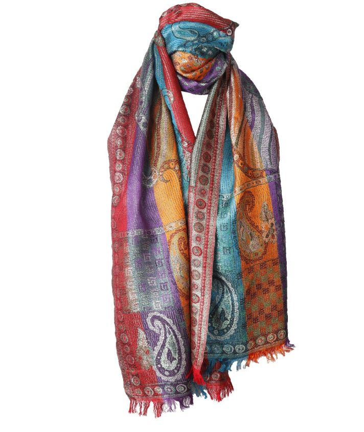 Kleurrijke zijden pashmina sjaal