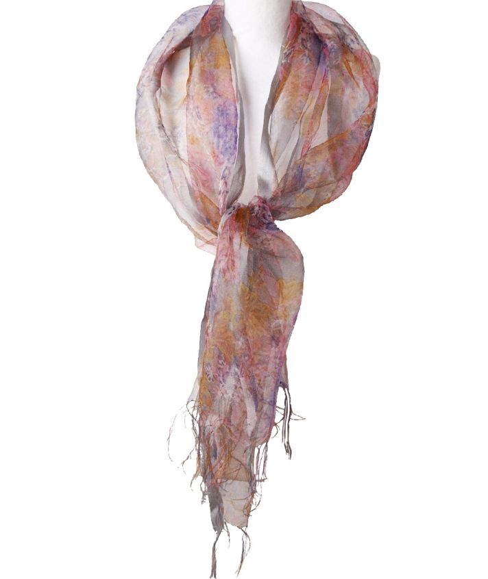 Organza zijden stola met sierlijke bloemenprint