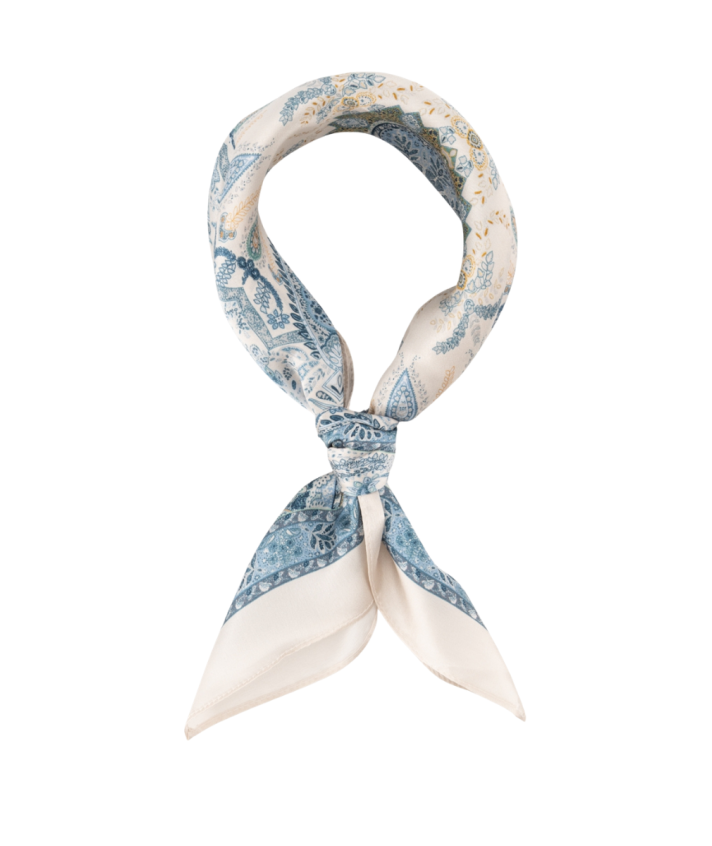Zijden sjaaltje met fijne paisleyprint
