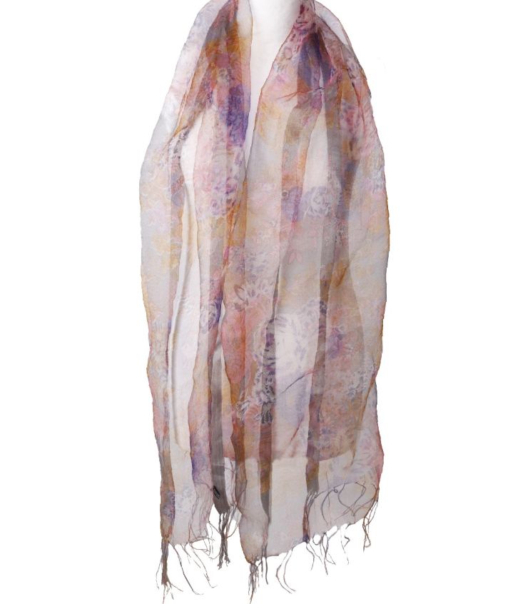 Organza zijden stola met sierlijke bloemenprint