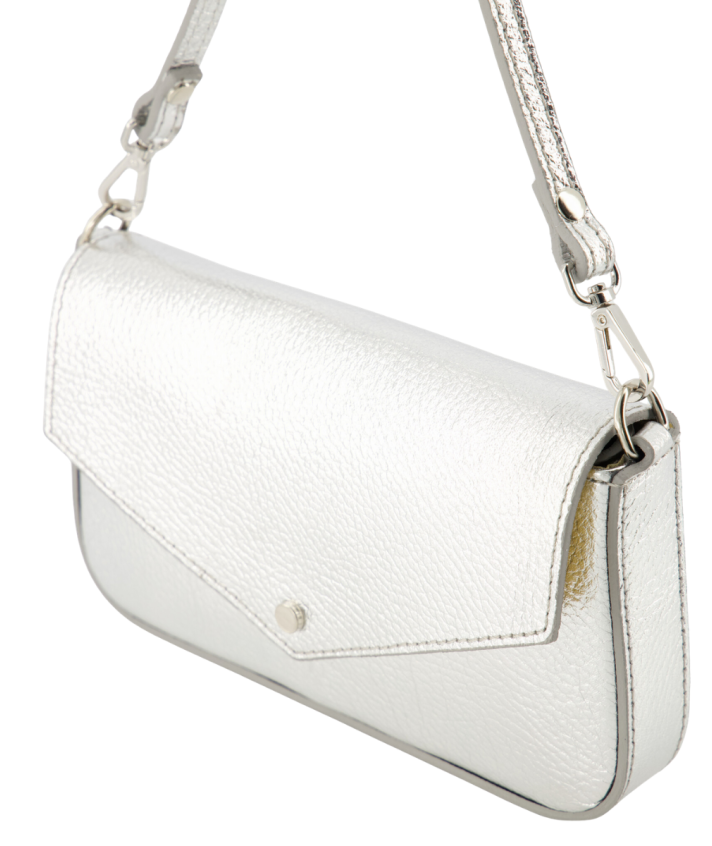 Kylie metallic lederen clutch