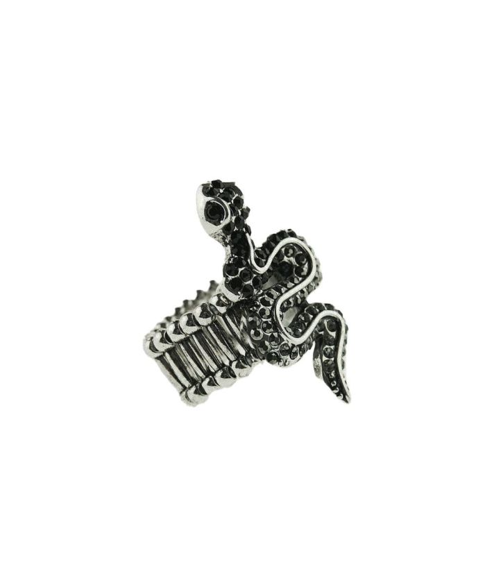 Zilverkleurige ring met slang en strass steentjes