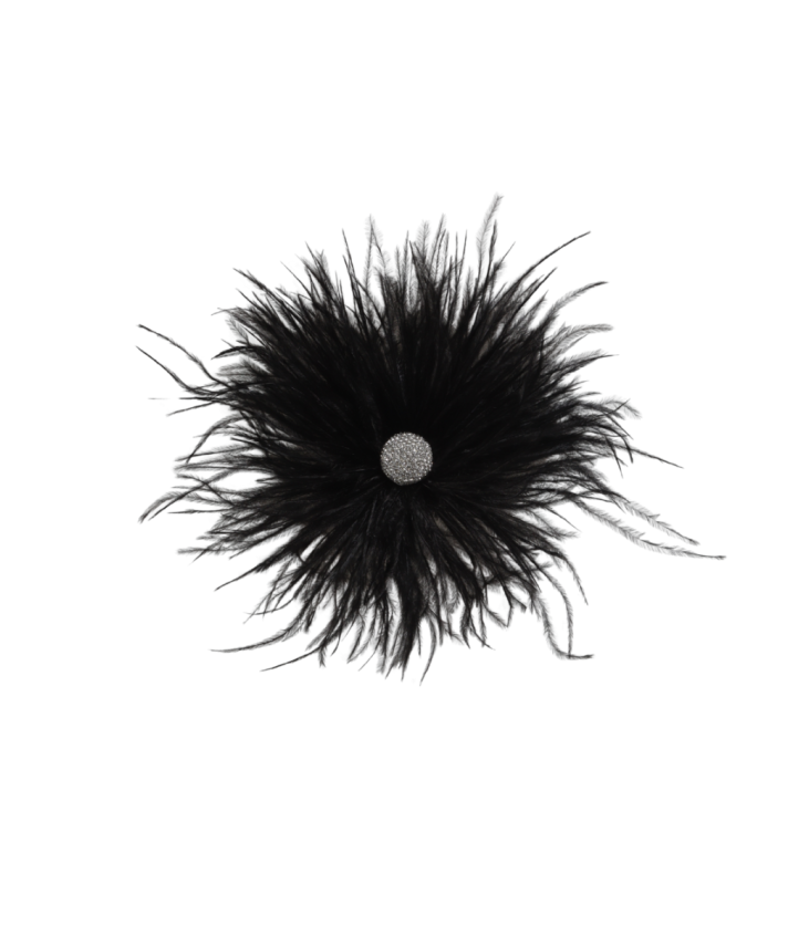 Veren broche / corsage met strass details in zwart