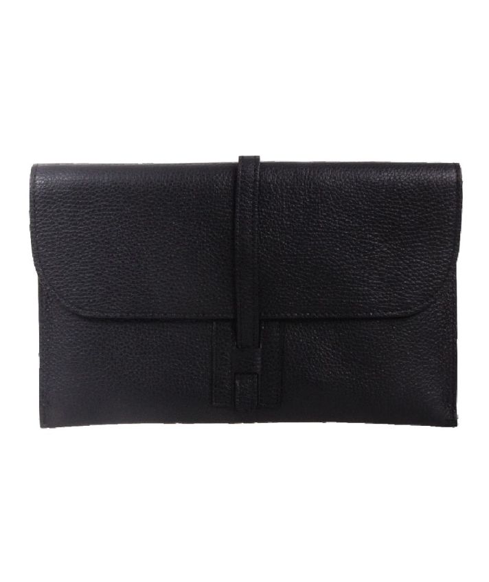Lederen envelop clutch in zwart