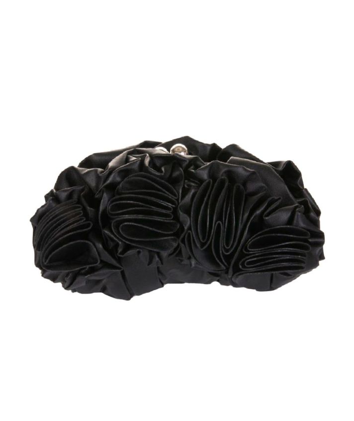 Zwarte faux lederen ruches clutch