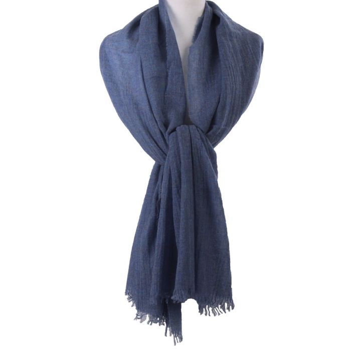 Informeer Herformuleren voorraad Jeansblauwe stola/sjaal van 100% kasjmier - bouFFante