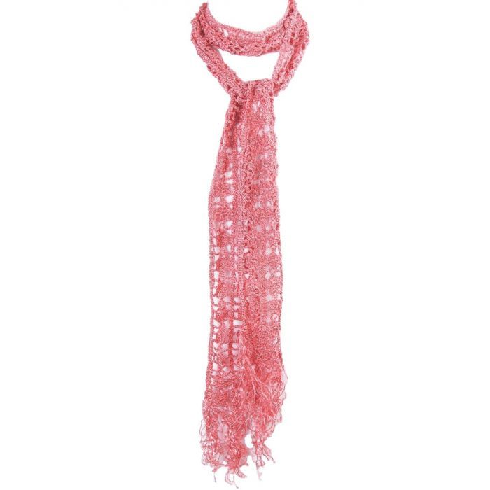Gecomprimeerd helper Schoolonderwijs Koraal roze gehaakt glitter sjaaltje - bouFFante