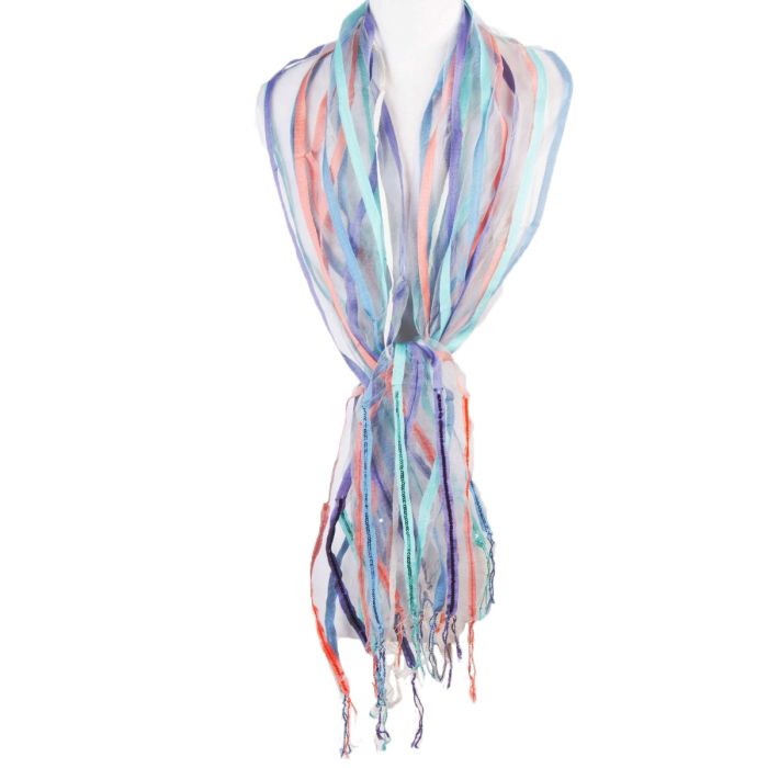 Demon Bejaarden Met name Organza sjaal met op gestikte gekleurde stroken - bouFFante