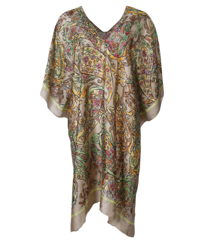Satijnen kaftan met V-hals