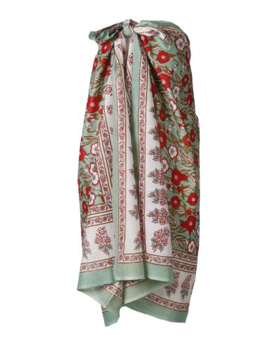Romée sarong met klaprozenprint in mintgroen