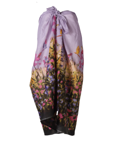 Sarong in lila met bloemenprint 
