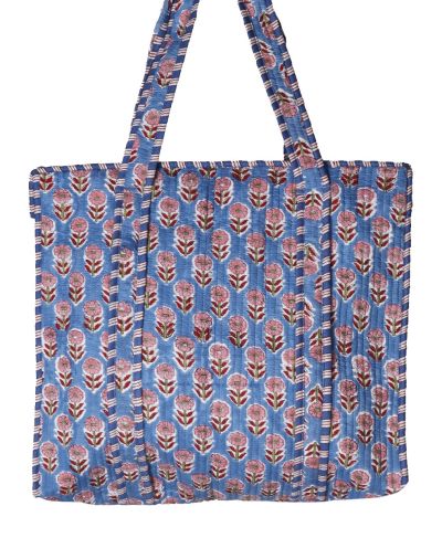 Gewatteerde shopper in de kleur blauw