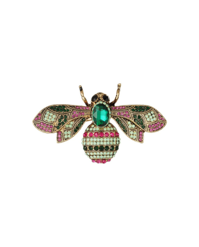 Broche bij – groen & roze