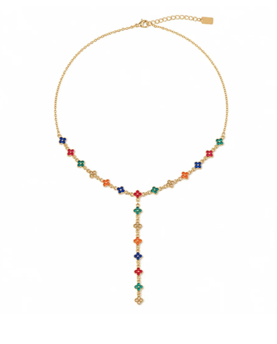 Clover Y-ketting met strass steentjes